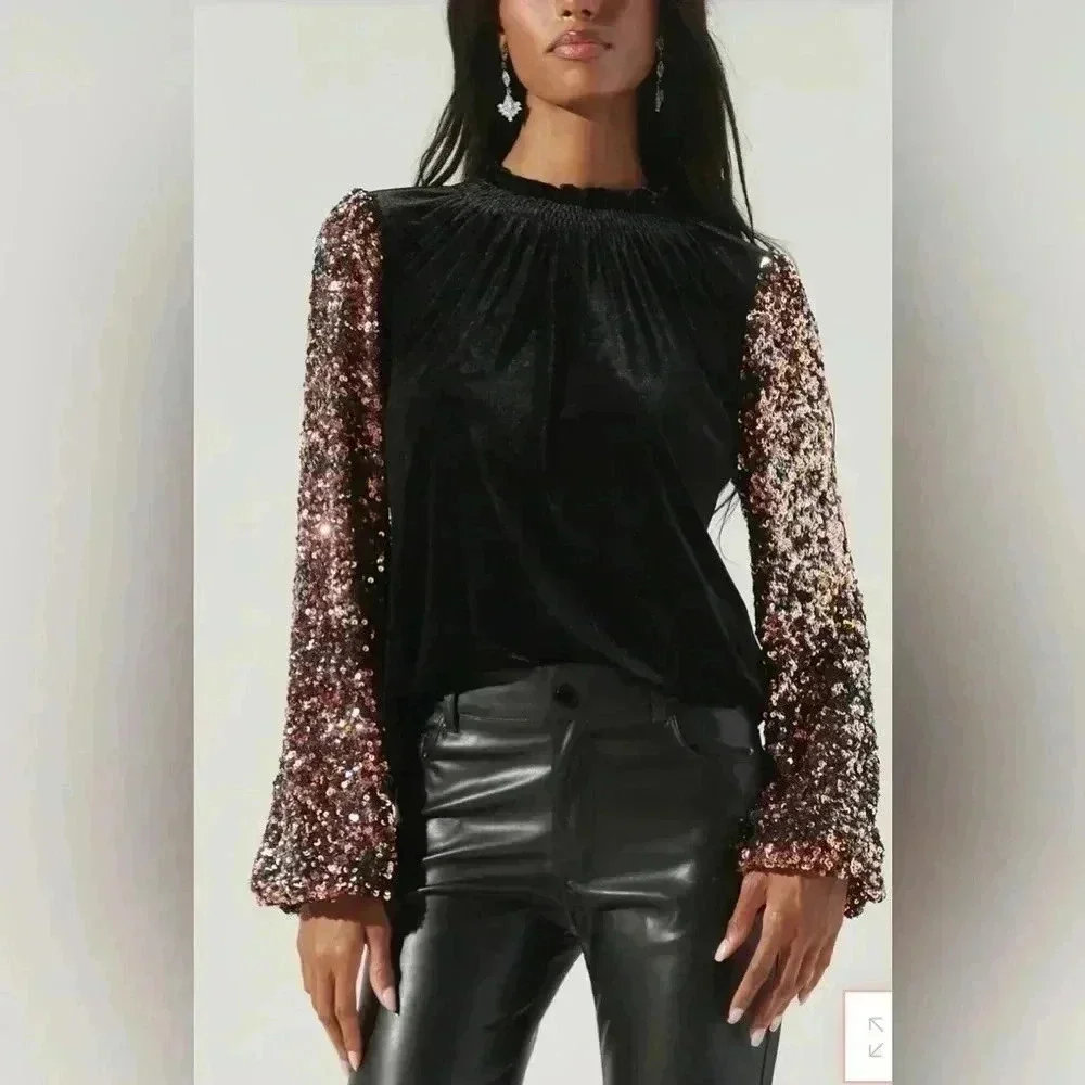 Sugarlips Michelle Velvet Mock Neck Top - Picture 3 of 4